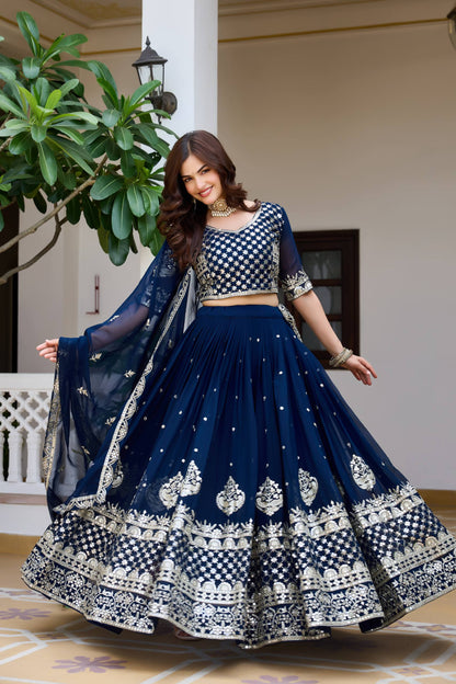 Designer Georgette Embroidery Work Traditional Wear Lehenga Choli
