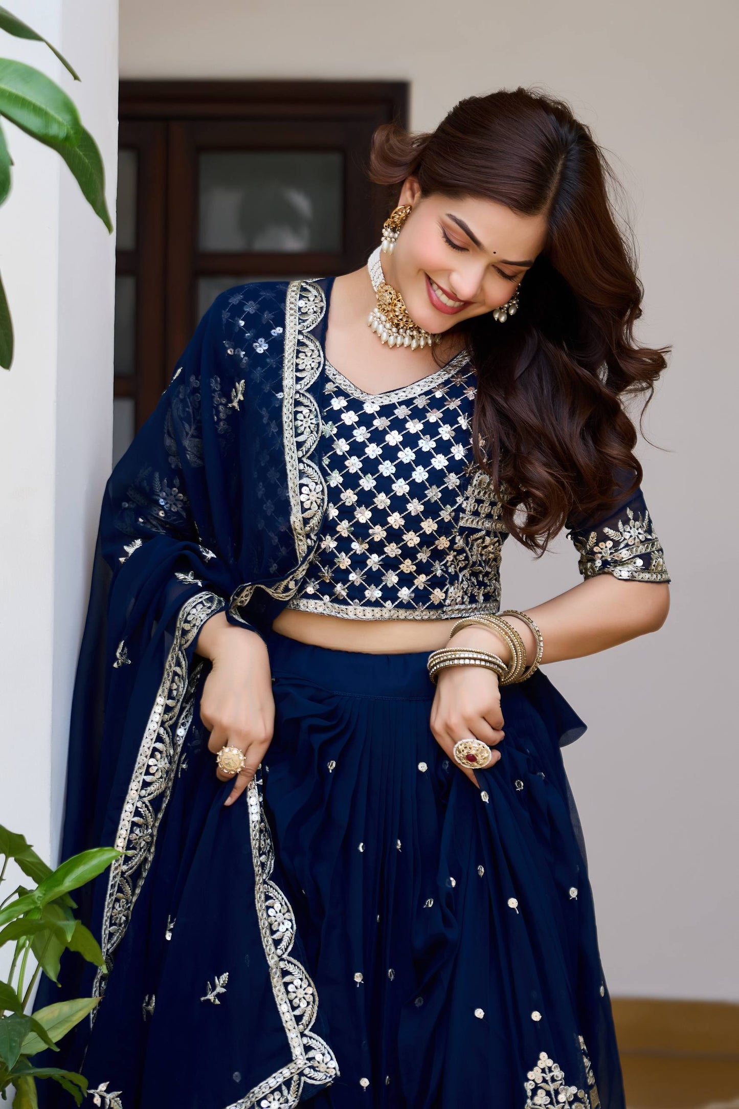 Designer Georgette Embroidery Work Traditional Wear Lehenga Choli
