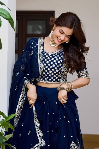 Designer Georgette Embroidery Work Traditional Wear Lehenga Choli