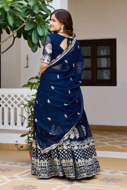Designer Georgette Embroidery Work Traditional Wear Lehenga Choli