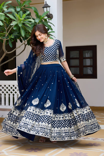 Designer Georgette Embroidery Work Traditional Wear Lehenga Choli