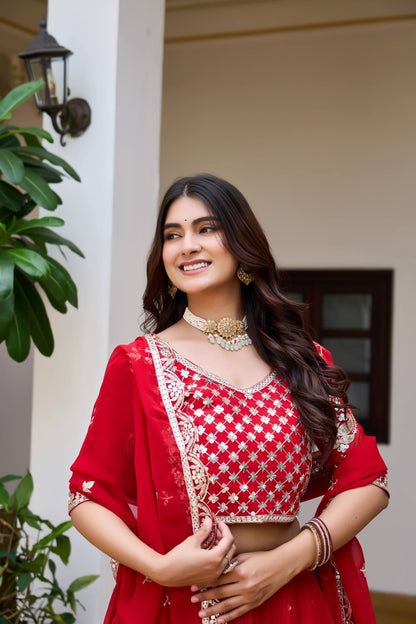 Designer Georgette Embroidery Work Traditional Wear Lehenga Choli