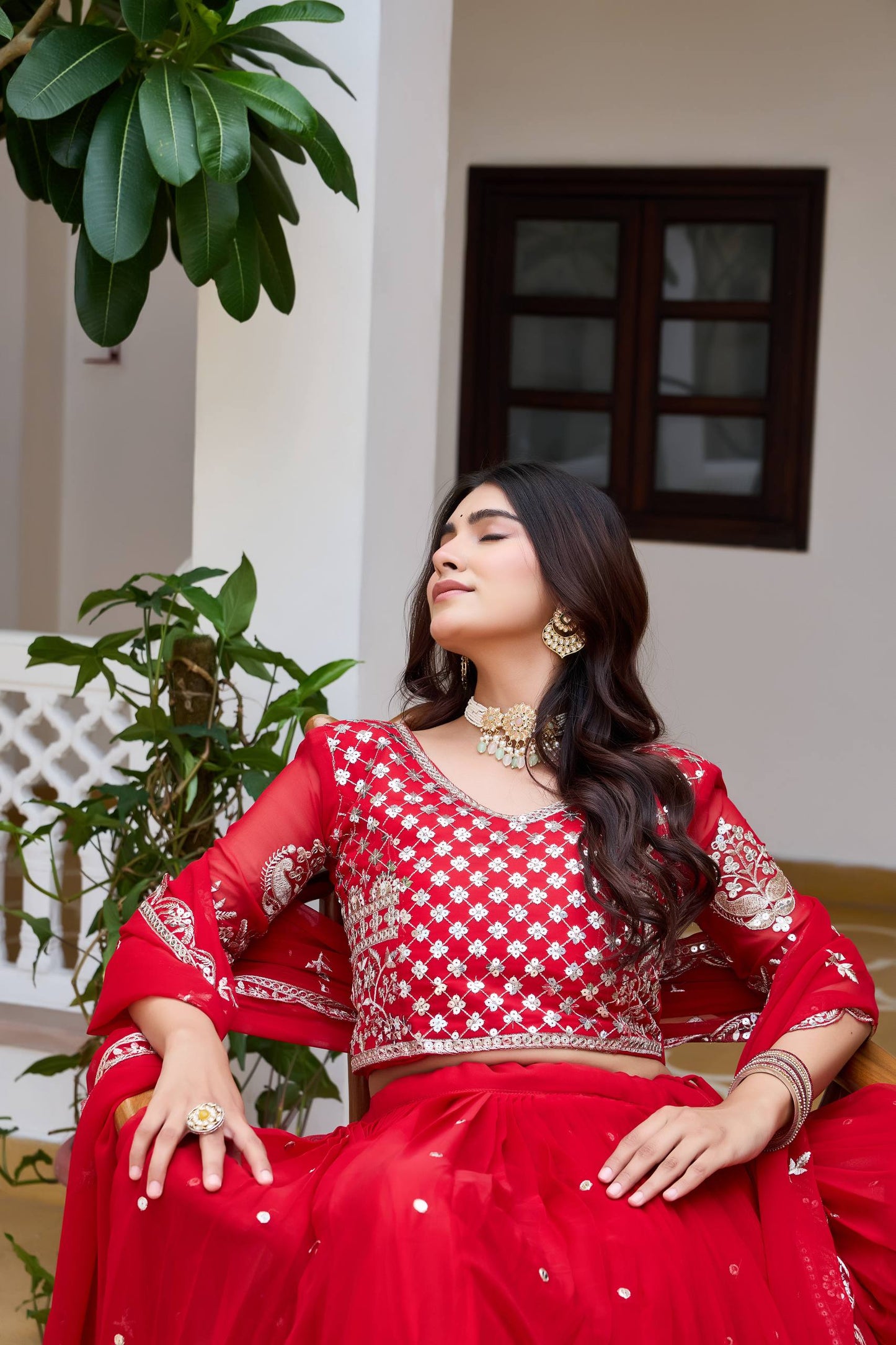Designer Georgette Embroidery Work Traditional Wear Lehenga Choli