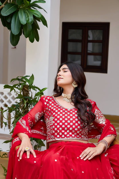 Designer Georgette Embroidery Work Traditional Wear Lehenga Choli