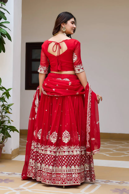Designer Georgette Embroidery Work Traditional Wear Lehenga Choli