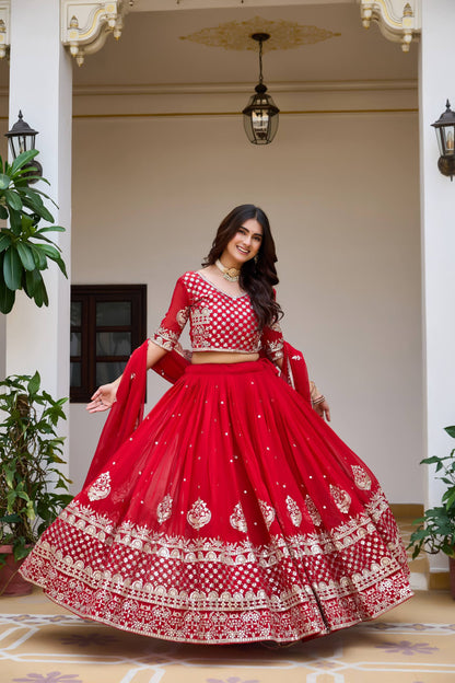 Designer Georgette Embroidery Work Traditional Wear Lehenga Choli