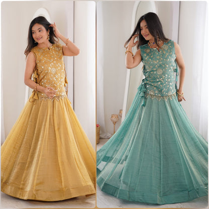 Arti Chauhan Wear Designer Salsa Crush Lehenga With Embroidered Koti Set