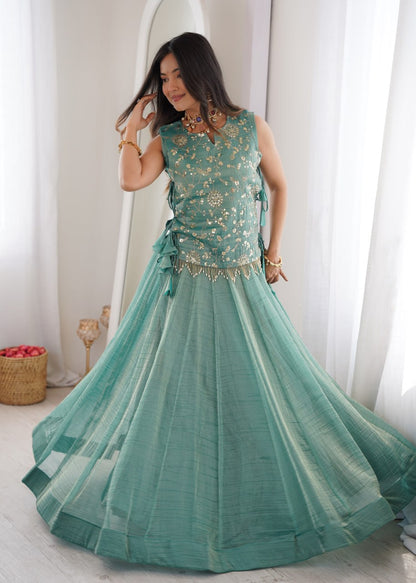 Arti Chauhan Wear Designer Salsa Crush Lehenga With Embroidered Koti Set