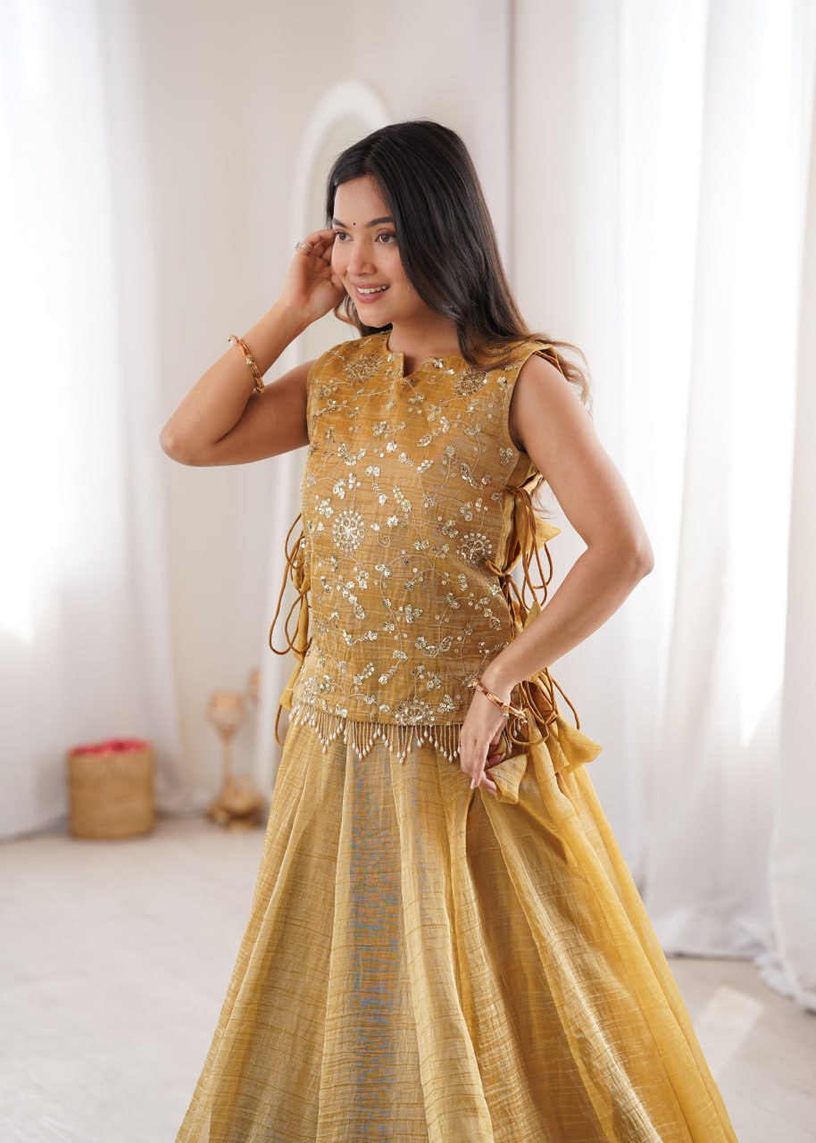 Arti Chauhan Wear Designer Salsa Crush Lehenga With Embroidered Koti Set