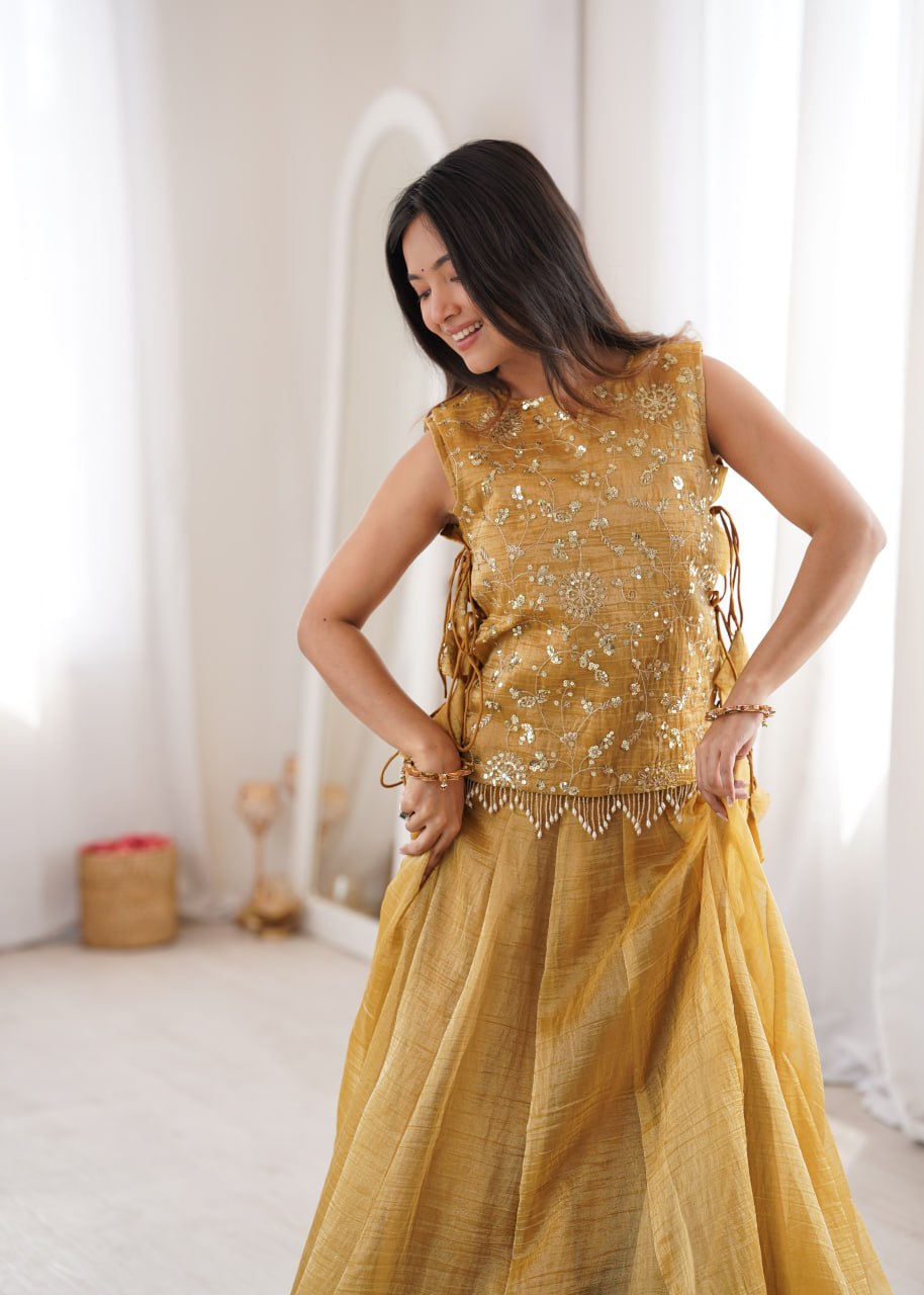 Arti Chauhan Wear Designer Salsa Crush Lehenga With Embroidered Koti Set