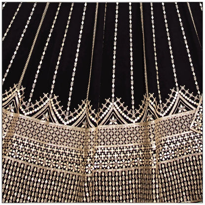 Glossy Black Color Embroidered Zari Work Lehenga Choli