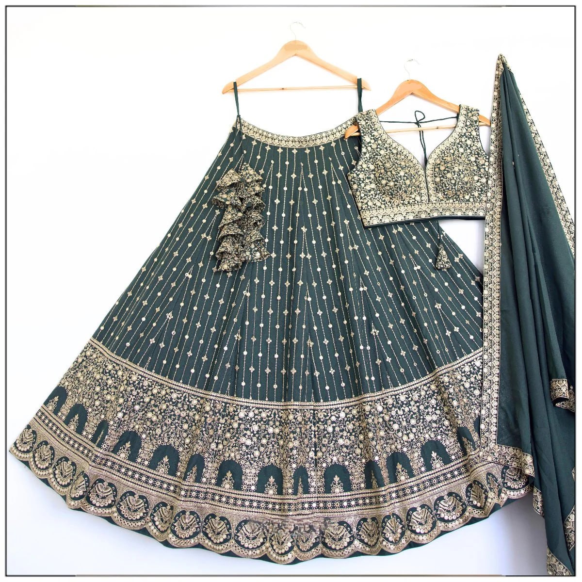 Opulent Grey Color Sequence Star Faux Georgette Lehenga Choli