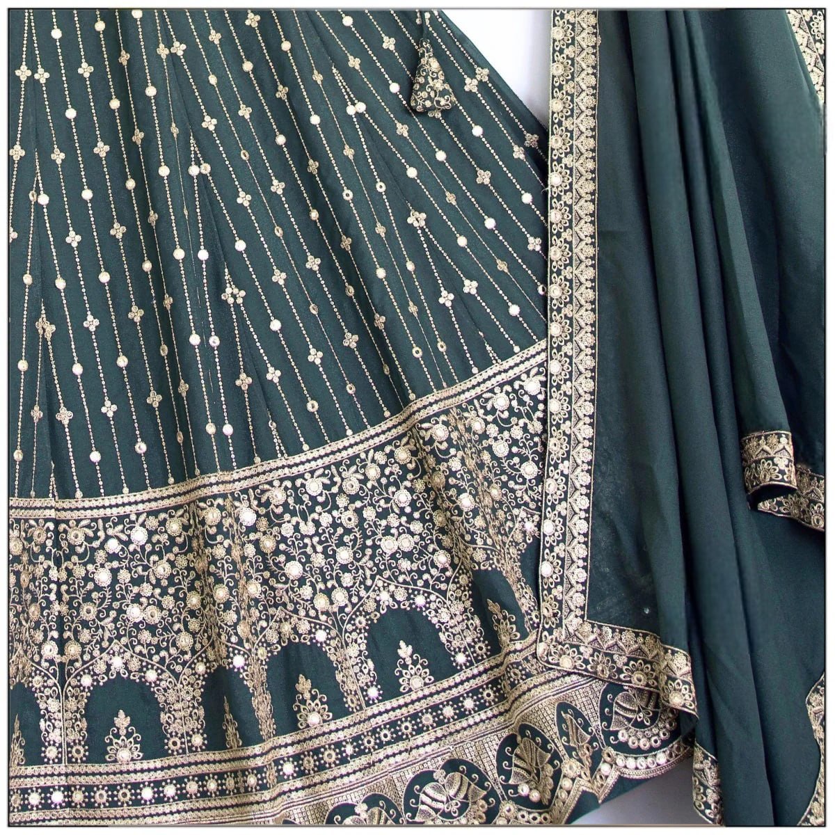 Opulent Grey Color Sequence Star Faux Georgette Lehenga Choli