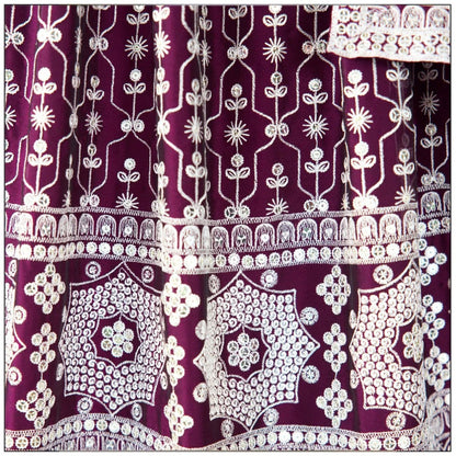 Dazzling Purple Color Cotton Thread Work Lehenga Choli