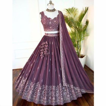 Demanding Purple Color Sequence Embroidered Lehenga Choli