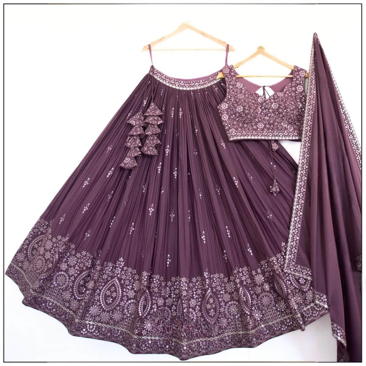 Demanding Purple Color Sequence Embroidered Lehenga Choli