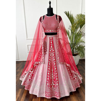 Luxuriant Pink Color Vibrant Embroidered Lehenga Choli