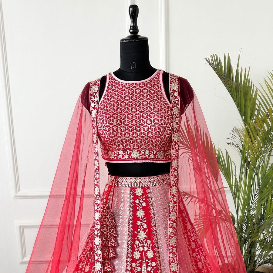 Luxuriant Pink Color Vibrant Embroidered Lehenga Choli