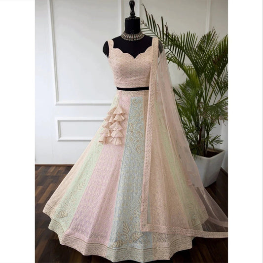 Terrific Multi Color Sequence With Zari Work Lehenga Choli