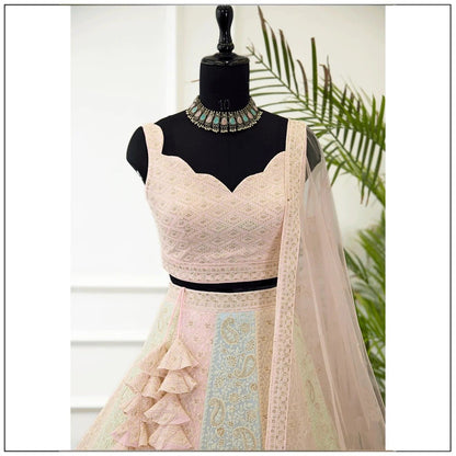 Terrific Multi Color Sequence With Zari Work Lehenga Choli