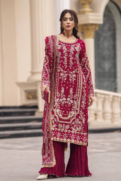 Wedding Wear Dark Pink Color Heavy Faux Georgette Palazzo Set