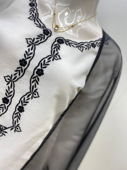 Graceful White Color Roman Silk With Embroidery Designer Salwar Suit