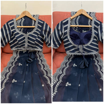 Exclusive Navy Color Jimmy Chu And Thread With Sequence Work Saree