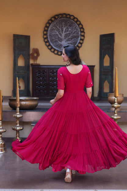 Designer Faux Blooming 12 Meter Flair Function Wear Gown