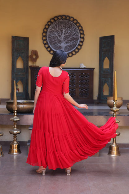 Designer Faux Blooming 12 Meter Flair Function Wear Gown