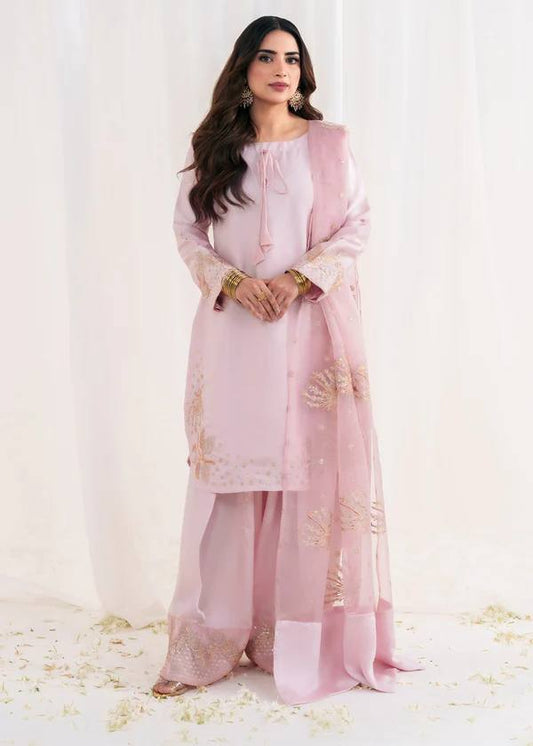 Celebrity Wear Pink Color Embroidery Sequence Work Palazzo Suit