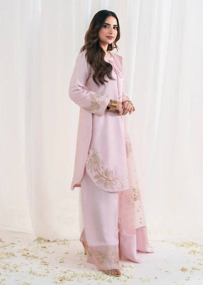Celebrity Wear Pink Color Embroidery Sequence Work Palazzo Suit