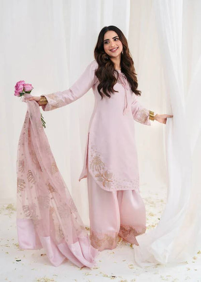 Celebrity Wear Pink Color Embroidery Sequence Work Palazzo Suit