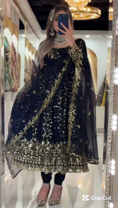Fancy Wear Georgette Embroidered Designer Anarkali Suit