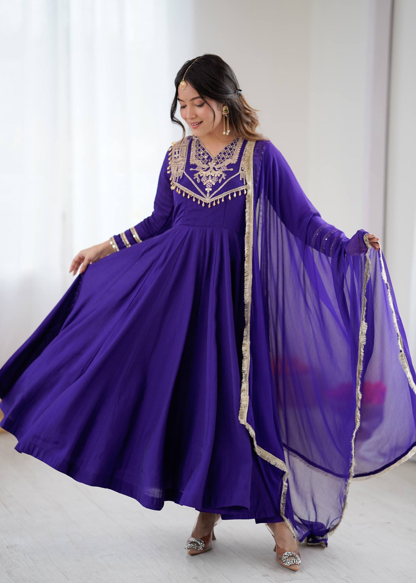 Wedding Wear Embroidered Full Flair Anarkali Suit Set