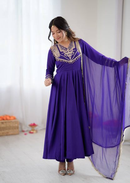 Wedding Wear Embroidered Full Flair Anarkali Suit Set