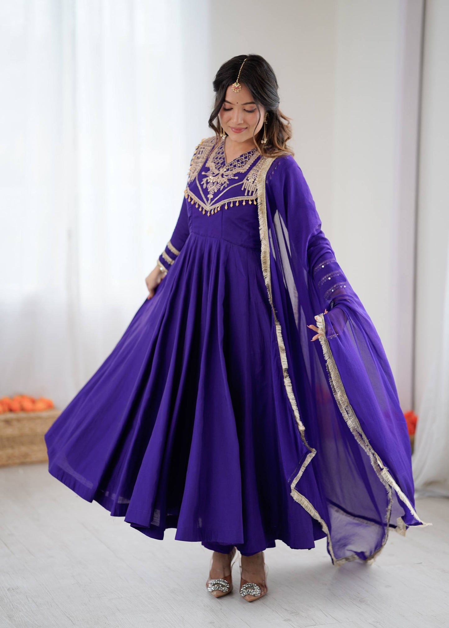 Wedding Wear Embroidered Full Flair Anarkali Suit Set