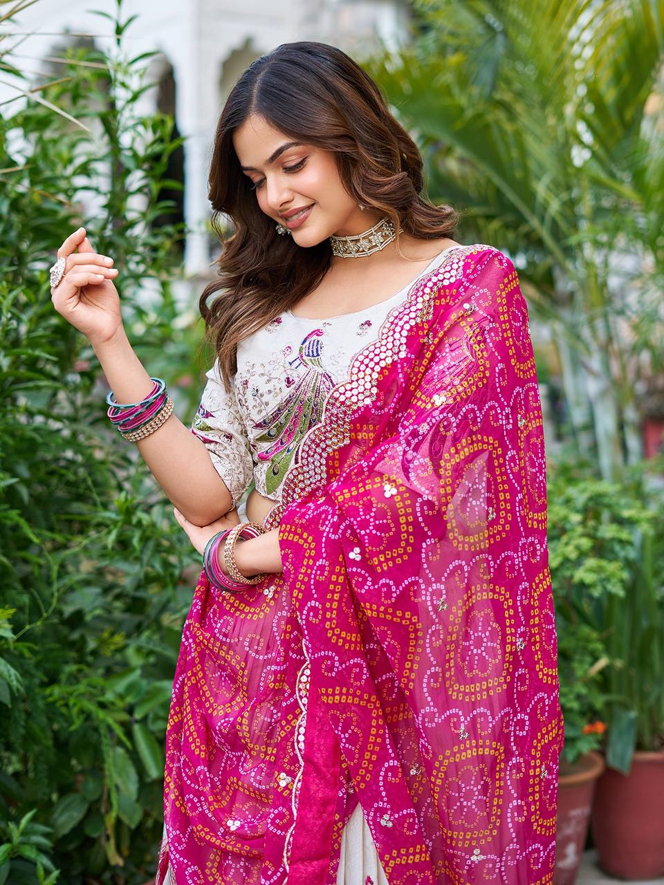 Mesmerizing Pink Color Pure Tissue Silk  Sequence And Thread Work Beautiful Lehenga Choli