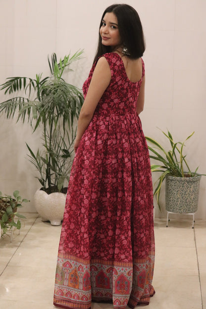 Precious Maroon Color Pure Organza Floral Printed Lehenga Choli