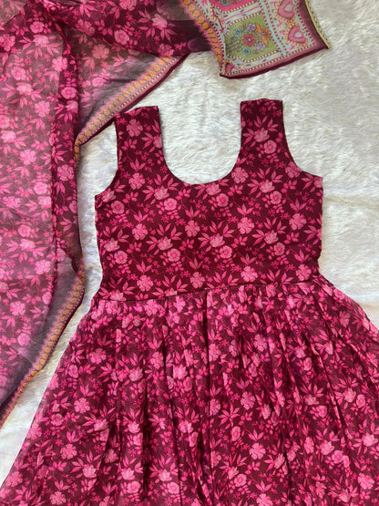 Precious Maroon Color Pure Organza Floral Printed Lehenga Choli