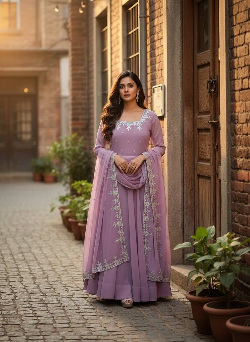 Good Looking Lavender Color Sequence Embroidered Anarkali Suit With Dupatta