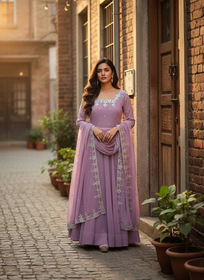 Good Looking Lavender Color Sequence Embroidered Anarkali Suit With Dupatta