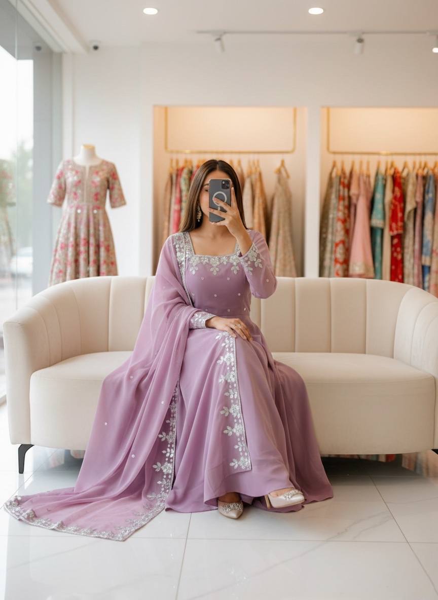 Good Looking Lavender Color Sequence Embroidered Anarkali Suit With Dupatta