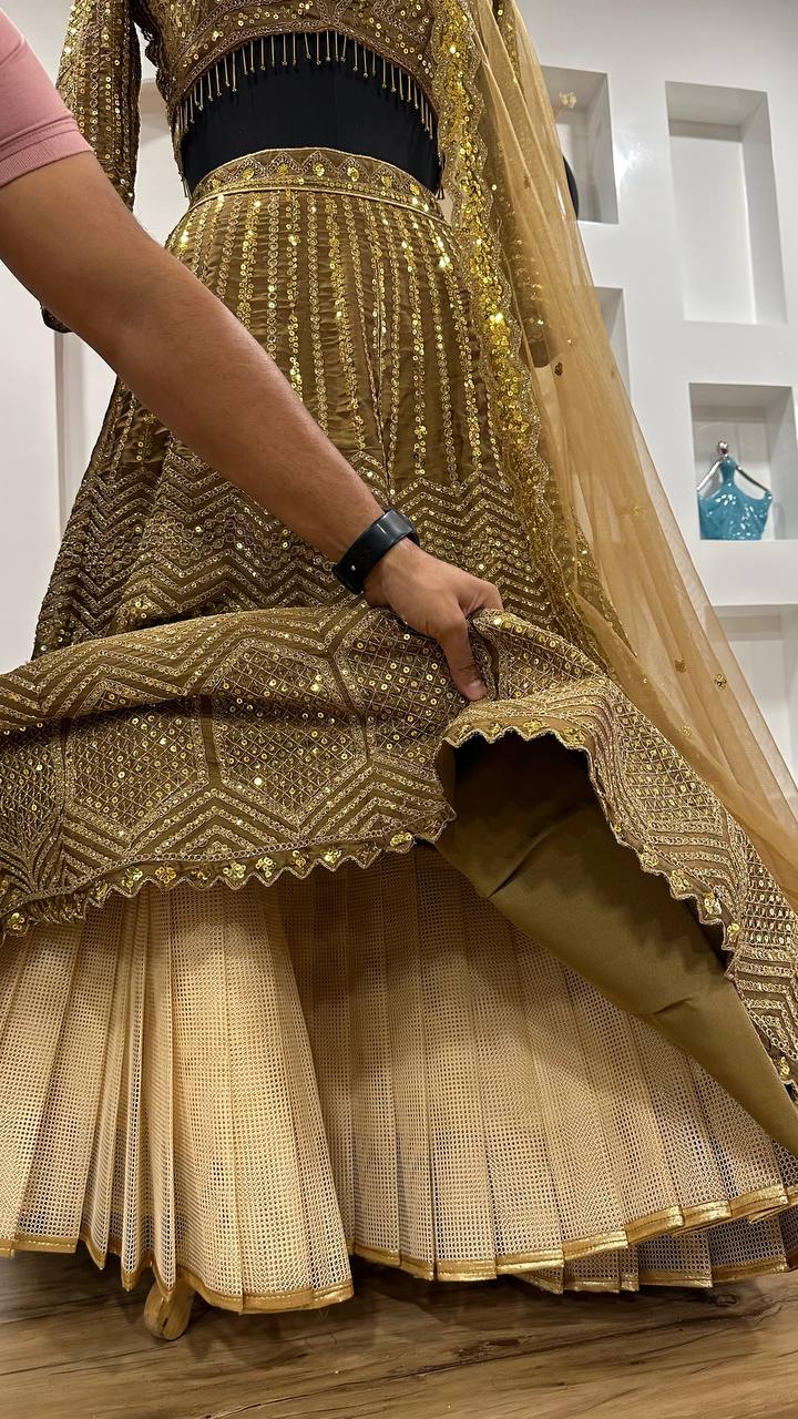 Reception Wear Kasturi Silk Georgette With Sequins And Dori Work Designer Bridal Lehenga Choli