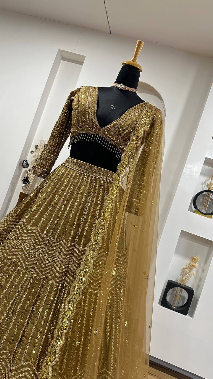 Reception Wear Kasturi Silk Georgette With Sequins And Dori Work Designer Bridal Lehenga Choli