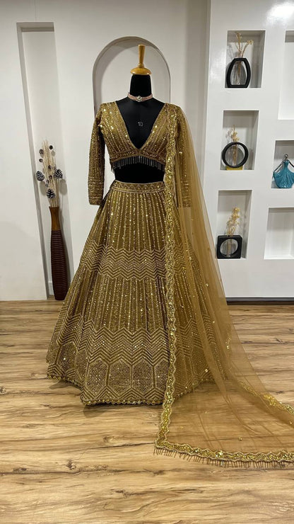 Reception Wear Kasturi Silk Georgette With Sequins And Dori Work Designer Bridal Lehenga Choli