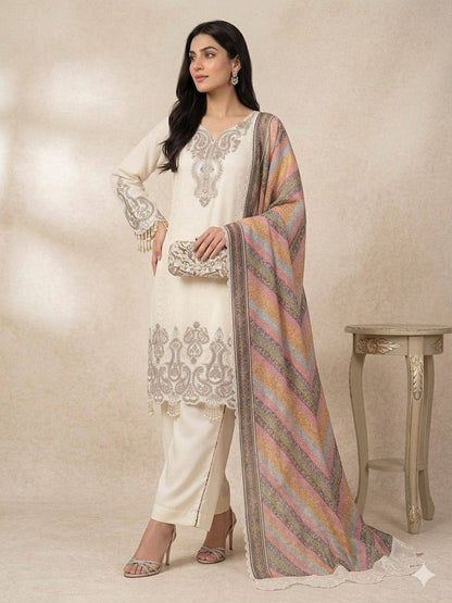 Wedding Wear Off White Color Designer Star Georgette Plazzo Suit