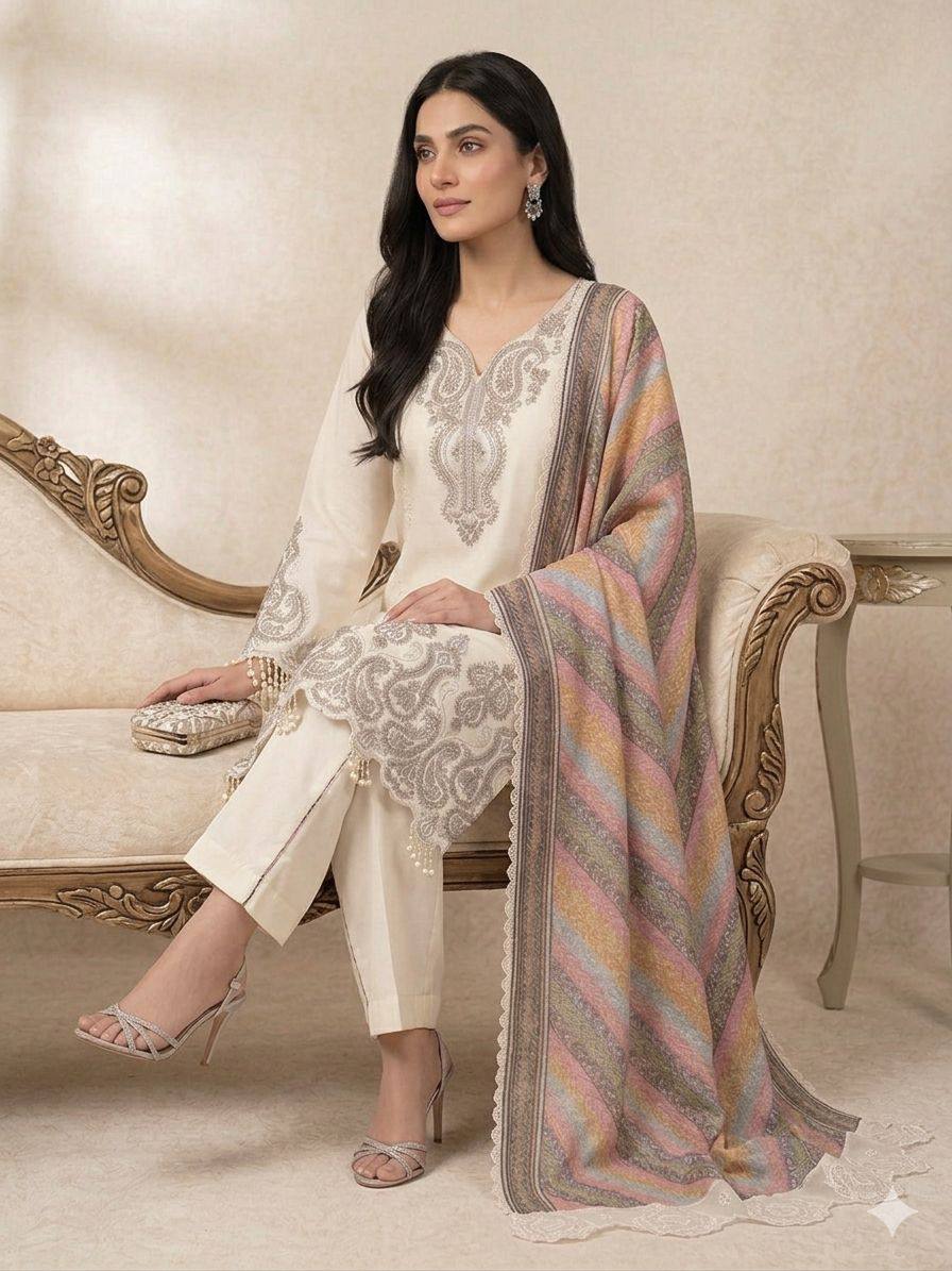 Wedding Wear Off White Color Designer Star Georgette Plazzo Suit