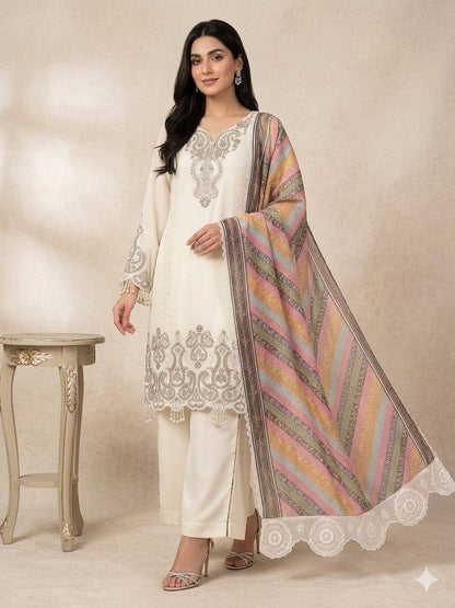 Wedding Wear Off White Color Designer Star Georgette Plazzo Suit