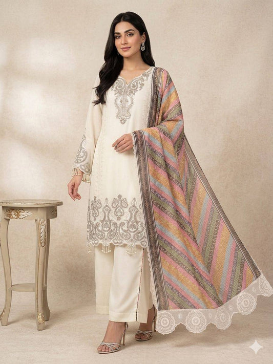 Wedding Wear Off White Color Designer Star Georgette Plazzo Suit