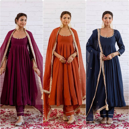Wedding Wear Vichitra Silk Beads Work Anarkali Gown